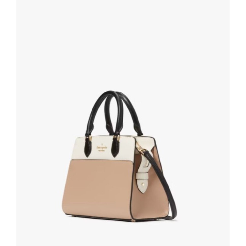 Kate Spade Madison Small Satchel Saffiano Leather Beige/White Colorblock - Picture 3 of 12